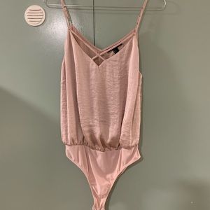 Dusty pink satin bodysuit